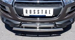 22 299 р. Защита переднего бампера (2 трубыØ75х42 мм, нержавейка) Russtal  Peugeot 4008 (2012-2017)  с доставкой в г. Омск. Увеличить фотографию 1