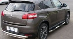 11 399 р. Защита заднего бампера (Ø76 и 42 мм, нержавейка) SLITKOFF  Peugeot 4008 (2012-2017) (с короткой нижней трубой)  с доставкой в г. Омск. Увеличить фотографию 4