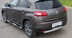 15 899 р. Защита заднего бампера (Ø76 и 42 мм, нержавейка) Russtal Peugeot 4008 (2012-2017) (с короткой верхней трубой)  с доставкой в г. Омск. Увеличить фотографию 4