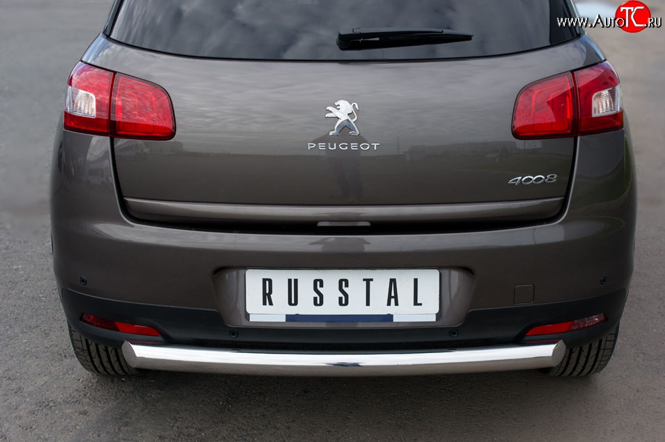 13 099 р. Одинарная защита заднего бампера из трубы диаметром 76 мм Russtal Peugeot 4008 (2012-2017)  с доставкой в г. Омск