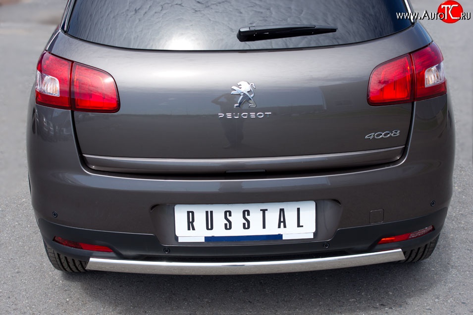 14 999 р. Защита заднего бампера (Ø75x42 мм, нержавейка) Russtal Peugeot 4008 (2012-2017)  с доставкой в г. Омск