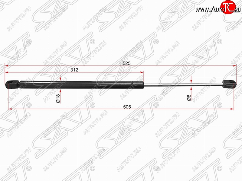 519 р. Газовый упор крышки багажника SAT Peugeot 407 универсал (2004-2011)  с доставкой в г. Омск