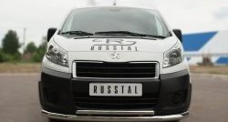 Защита переднего бампера (2 трубыØ63 и 42 мм, нержавейка) SLITKOFF Peugeot Expert G9 цельнометаллический фургон дорестайлинг (2007-2013)