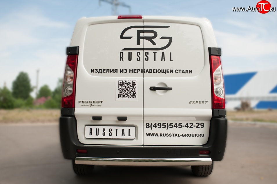 17 999 р. Защита заднего бампера (Ø75x42 мм, нержавейка) Russtal Peugeot Expert G9 минивэн рестайлинг (2012-2017)  с доставкой в г. Омск