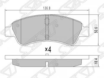 899 р. Колодки тормозные SAT (передние) Peugeot Partner M49/M59 рестайлинг (2002-2008)  с доставкой в г. Омск. Увеличить фотографию 1
