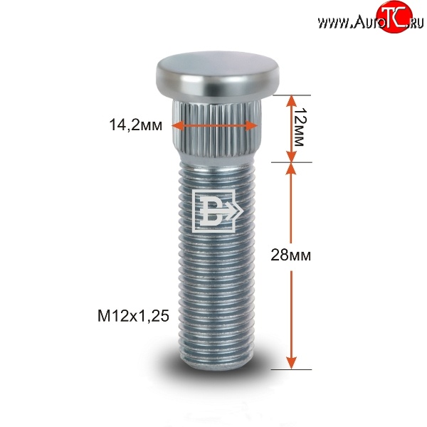 188 р. Забивная шпилька 28 мм ступицы Вектор M12x1.25x28 ВИС 2349 фургон, рестайлинг (2018-2024)