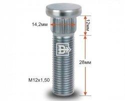 Забивная шпилька 28 мм ступицы Вектор M12 1.5 28 Daewoo Kalos (2002-2008) 