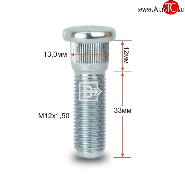 179 р. Забивная шпилька 33 мм ступицы Вектор M12 1.5 33 Vortex Tingo рестайлинг (2012-2014)