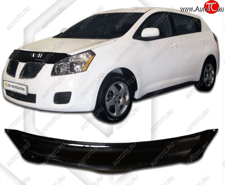 2 079 р. Дефлектор капота CA-Plastic  Pontiac Vibe  AZE (2008-2010) (Classic черный, Без надписи)  с доставкой в г. Омск