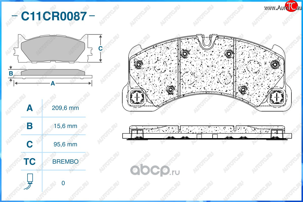 2 369 р. Комплект передних тормозных колодок CWORKS (209.6*15.6*95.6) Porsche Cayenne 958 (2010-2014)  с доставкой в г. Омск