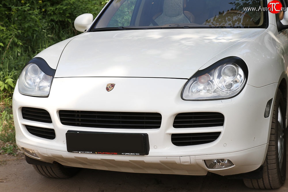 1 259 р. Реснички на фары RA  Porsche Cayenne  955 (2002-2006) (Неокрашенные)  с доставкой в г. Омск