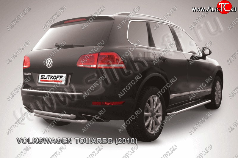 8 949 р. Защита задняя Slitkoff  Volkswagen Touareg  NF (2010-2014) дорестайлинг (Цвет: серебристый)  с доставкой в г. Омск