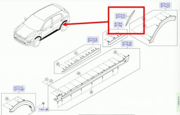 Левая накладка арки (задняя на дверь) BodyParts KIA Rio X-line (2017-2021)