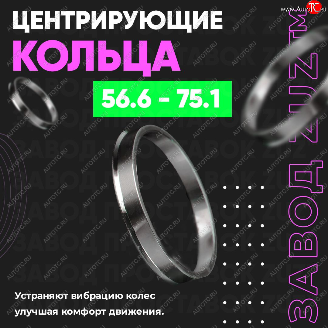 1 199 р. Алюминиевое центровочное кольцо (4 шт) ЗУЗ 56.6 x 75.1    с доставкой в г. Омск