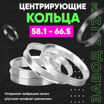 Алюминиевое центровочное кольцо (4 шт) ЗУЗ 58.1 x 66.5 ГАЗ 31107 (2004-2009) 