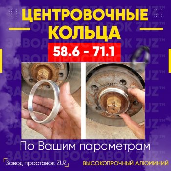 Алюминиевое центровочное кольцо (4 шт) ЗУЗ 58.6 x 71.1 Лада Калина 1117 универсал (2004-2013) 