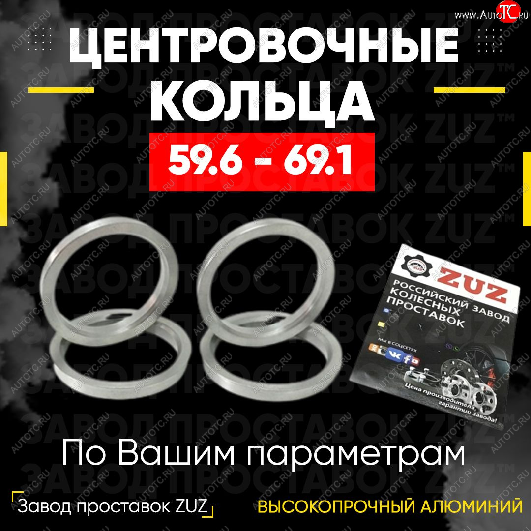 1 199 р. Алюминиевое центровочное кольцо (4 шт) ЗУЗ 59.6 x 69.1    с доставкой в г. Омск