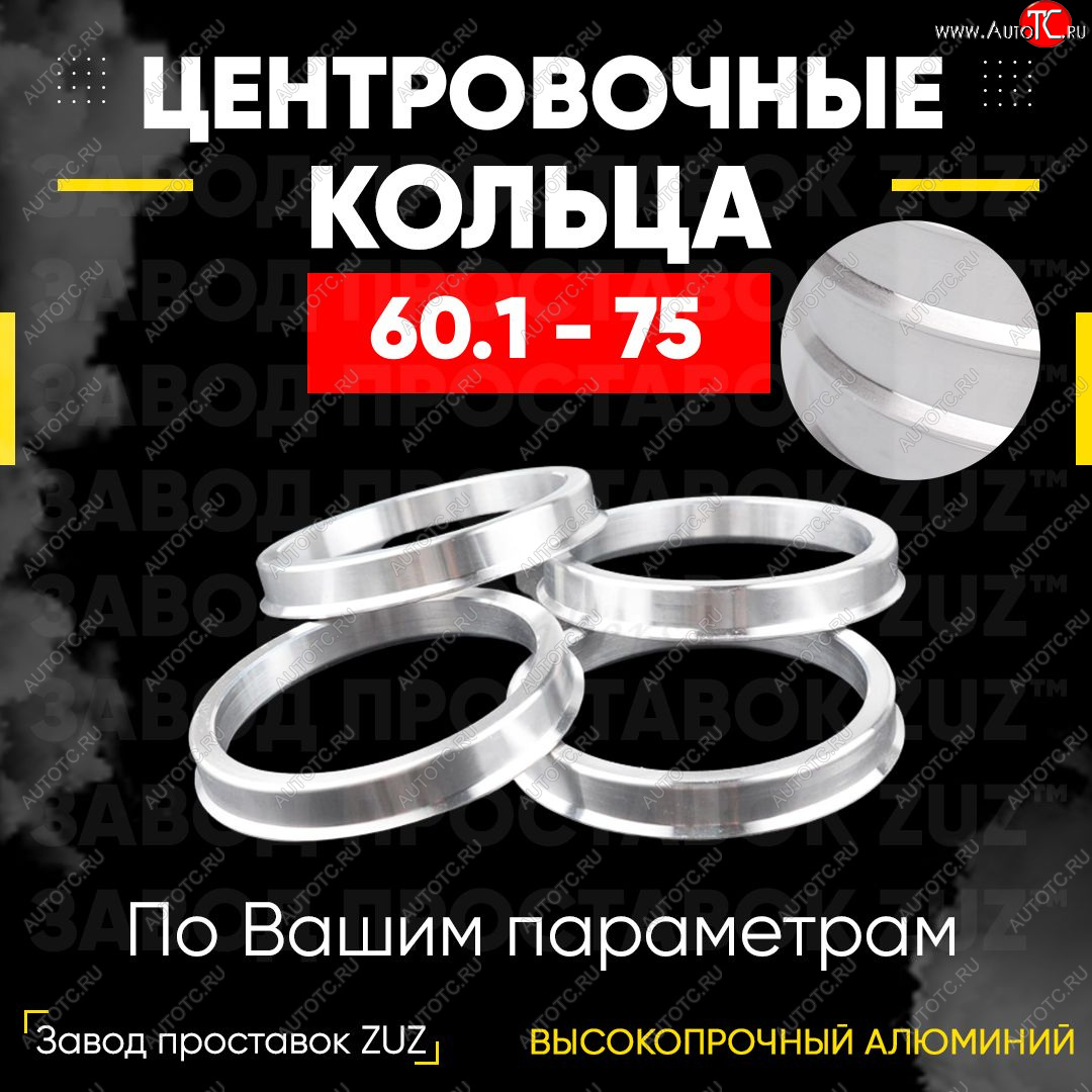 1 199 р. Алюминиевое центровочное кольцо (4 шт) ЗУЗ 60.1 x 75.0    с доставкой в г. Омск