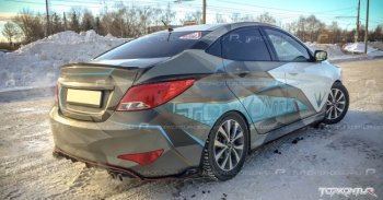 1 799 р. Диффузор заднего бампера TopKontur Design Hyundai Solaris RBr седан рестайлинг (2014-2017) (Неокрашенный)  с доставкой в г. Омск. Увеличить фотографию 2