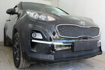 7 499 р. Защитная сетка в бампер (верх, ячейка 4х10 мм) Alfeco Премиум  KIA Sportage  4 QL (2018-2022) рестайлинг (Чёрная)  с доставкой в г. Омск. Увеличить фотографию 4