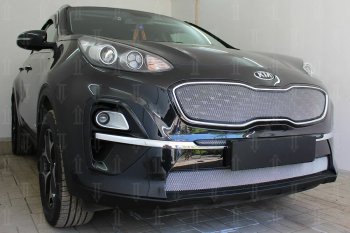 7 599 р. Защитная сетка в бампер (верх, ячейка 4х10 мм) Alfeco Премиум  KIA Sportage  4 QL (2018-2022) рестайлинг (Хром)  с доставкой в г. Омск. Увеличить фотографию 3