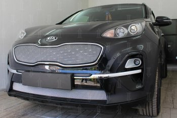 7 599 р. Защитная сетка в бампер (верх, ячейка 4х10 мм) Alfeco Премиум  KIA Sportage  4 QL (2018-2022) рестайлинг (Хром)  с доставкой в г. Омск. Увеличить фотографию 4