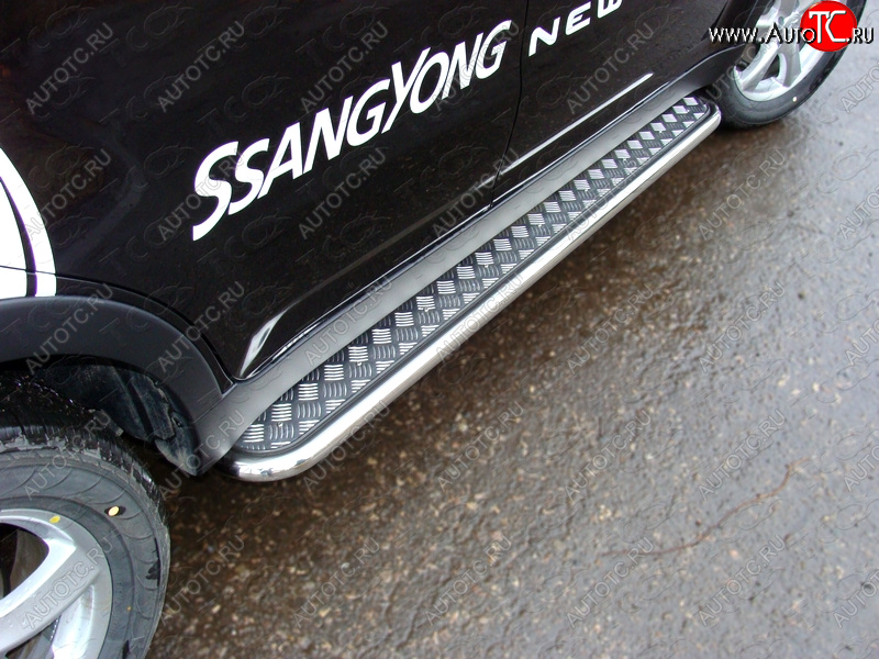 28 099 р. Пороги с площадкой 42,4 мм ТСС Тюнинг SSANGYONG Actyon рестайлинг (2013-2021) (серые)  с доставкой в г. Омск