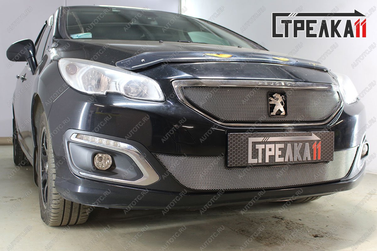 3 499 р. Защита радиатора (низ) Стрелка11 Стандарт  Peugeot 408 (2015-2022) рестайлинг (хром)  с доставкой в г. Омск