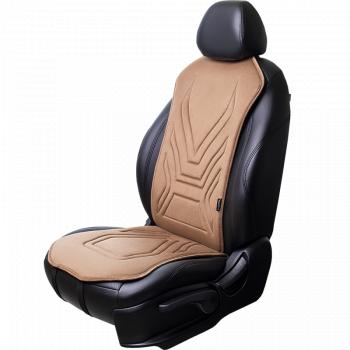 2 599 р. Накидка на сиденье (1 место Афины) ЛЮКС ст АЛЬБИОН Lord Autofashion FAW Besturn X80 дорестайлинг (2014-2019) (бежевый, строчка коричневая)  с доставкой в г. Омск. Увеличить фотографию 3