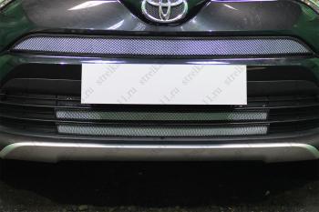 5 299 р. Защита радиатора (2 части низ) Стрелка11 PREMIUM  Toyota RAV4  XA40 (2015-2019) 5 дв. рестайлинг (хром)  с доставкой в г. Омск. Увеличить фотографию 1