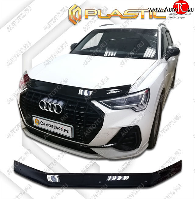 1 829 р. Дефлектор капота CA-Plastic  Audi Q3  F3 (2018-2022) (classic черный, без надписи)  с доставкой в г. Омск