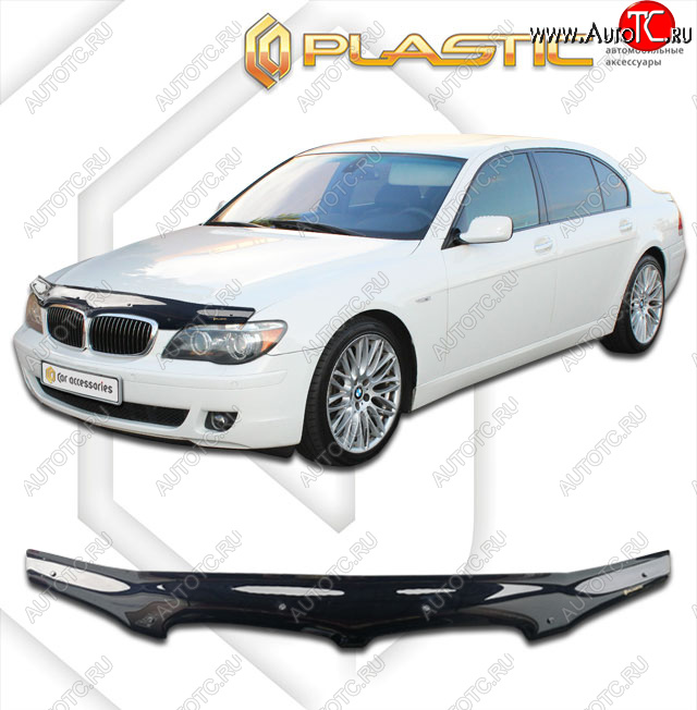 1 999 р. Дефлектор капота CA-Plastic  BMW 7 серия  E65,E66, E67, E68 (2005-2008) рестайлинг, седан (classic черный, без надписи)  с доставкой в г. Омск