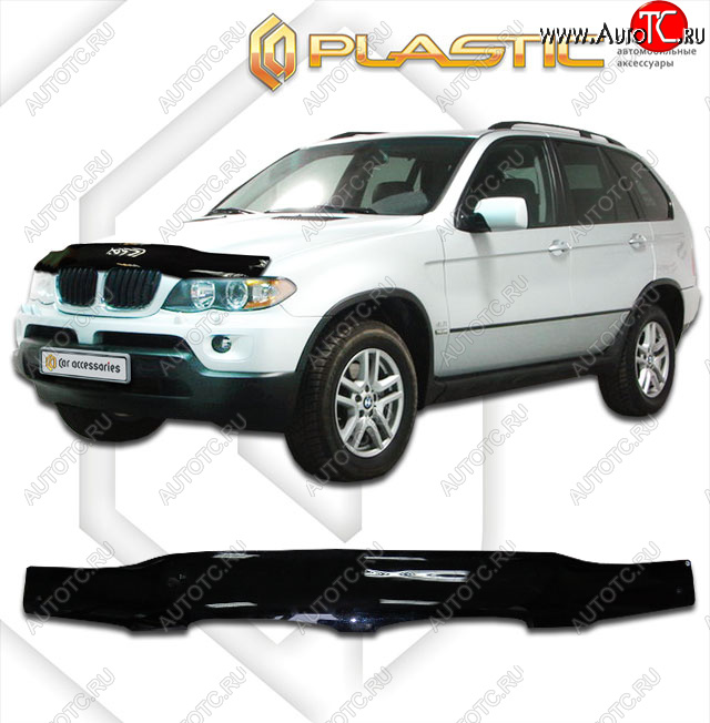 1 899 р. Дефлектор капота CA-Plastic  BMW X5  E53 (2003-2006) рестайлинг (classic черный, без надписи)  с доставкой в г. Омск