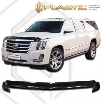 1 999 р. Дефлектор капота CA-Plastic  Cadillac Escalade  GMTK2 джип 5 дв. (2015-2020) короткая база (classic черный, без надписи)  с доставкой в г. Омск. Увеличить фотографию 1