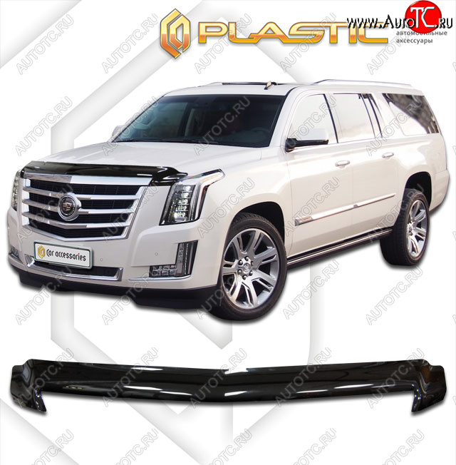 1 999 р. Дефлектор капота CA-Plastic  Cadillac Escalade  GMTK2 джип 5 дв. (2015-2020) короткая база (classic черный, без надписи)  с доставкой в г. Омск