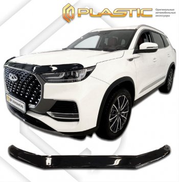 1 839 р. Дефлектор капота CA-Plastic  Chery Tiggo 8 PRO MAX (2021-2024) дорестайлинг, рестайлинг (classic черный, без надписи)  с доставкой в г. Омск. Увеличить фотографию 1