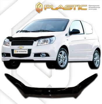 1 839 р. Дефлектор капота CA-Plastic  Chevrolet Aveo  T250 (2006-2011) хэтчбек 5 дв рестайлинг (classic черный, без надписи)  с доставкой в г. Омск. Увеличить фотографию 1