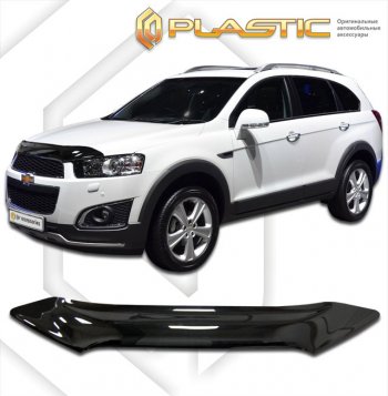 1 839 р. Дефлектор капота CA-Plastic  Chevrolet Captiva (2011-2016) 1-ый рестайлинг, 2-ой рестайлинг (classic черный, без надписи)  с доставкой в г. Омск. Увеличить фотографию 1