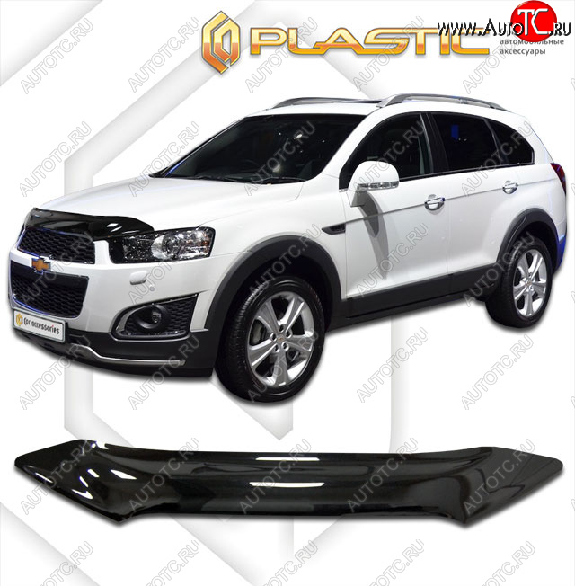 1 839 р. Дефлектор капота CA-Plastic  Chevrolet Captiva (2011-2016) 1-ый рестайлинг, 2-ой рестайлинг (classic черный, без надписи)  с доставкой в г. Омск