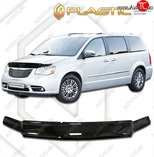 1 999 р. Дефлектор капота CA-Plastic  Chrysler Grand Voyager (2011-2016)  рестайлинг (classic черный, без надписи)  с доставкой в г. Омск