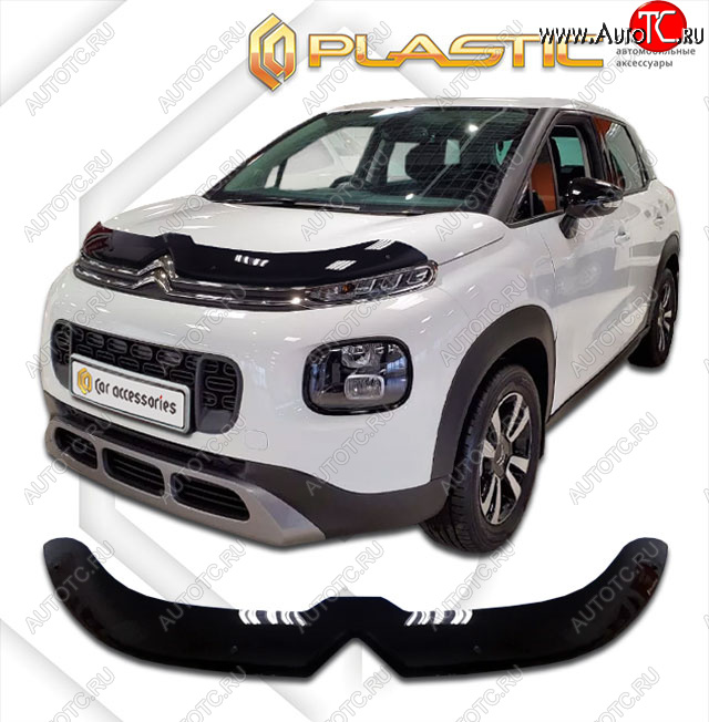 1 899 р. Дефлектор капота CA-Plastic  CITROEN C3 Aircross (2017-2021) дорестайлинг (classic черный, без надписи)  с доставкой в г. Омск