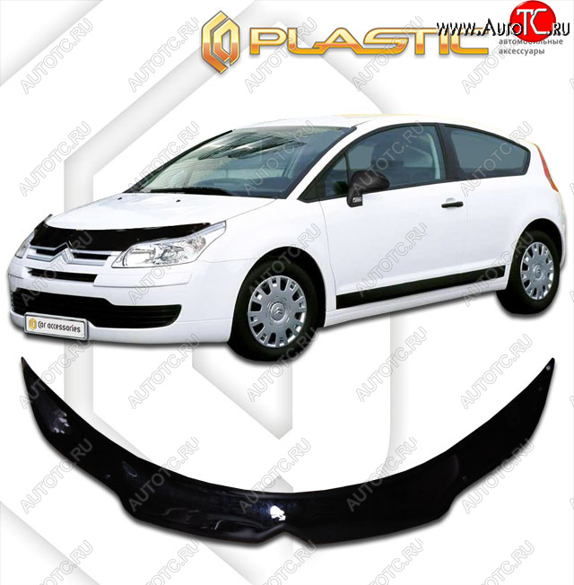 2 079 р. Дефлектор капота CA-Plastic  CITROEN C4 (2008-2011)  рестайлинг, хэтчбэк 3 дв.,  рестайлинг, хэтчбэк 5 дв. (classic черный, без надписи)  с доставкой в г. Омск