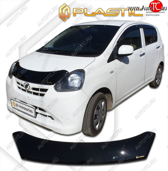 1 839 р. Дефлектор капота CA-Plastic  Daihatsu Mira e:S  LA300S,LA310S (2011-2017) дорестайлинг, рестайлинг (classic черный, без надписи)  с доставкой в г. Омск