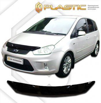 1 759 р. Дефлектор капота CA-Plastic Ford C-max Mk1 рестайлинг (2007-2010) (classic черный, без надписи)  с доставкой в г. Омск. Увеличить фотографию 1