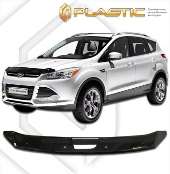 1 759 р. Дефлектор капота CA-Plastic  Ford Escape  3 (2012-2016) дорестайлинг (classic черный, без надписи)  с доставкой в г. Омск. Увеличить фотографию 1