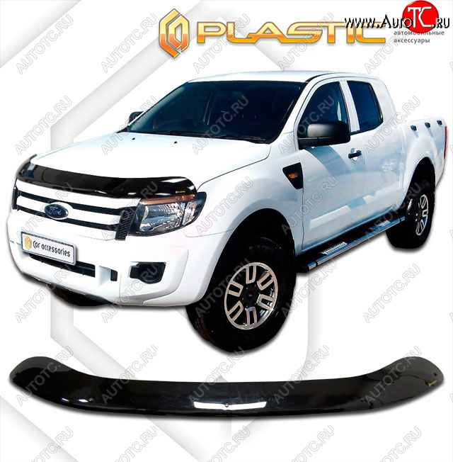 2 299 р. Дефлектор капота CA-Plastic  Ford Ranger  RapCab (2011-2016) дорестайлинг (classic черный, без надписи)  с доставкой в г. Омск