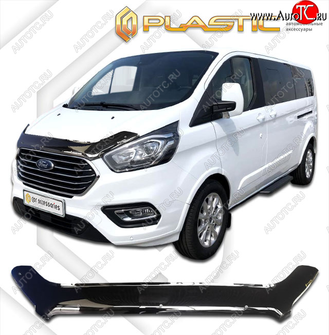 1 989 р. Дефлектор капота CA-Plastic  Ford Tourneo Custom (2017-2021) рестайлинг (classic черный, без надписи)  с доставкой в г. Омск