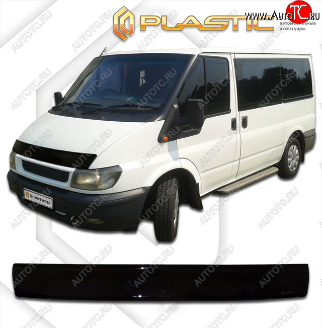 2 079 р. Дефлектор капота CA-Plastic  Ford Transit (2000-2006) цельнометаллический фургон дорестайлинг (classic черный, без надписи)  с доставкой в г. Омск