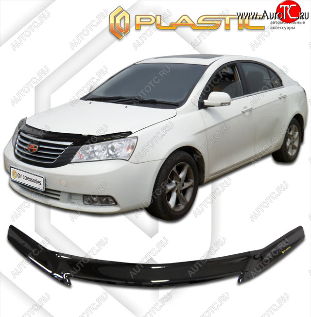 2 159 р. Дефлектор капота CA-Plastic  Geely Emgrand EC7 (2009-2018) седан дорестайлинг, седан 1-ый рестайлинг (classic черный, без надписи)  с доставкой в г. Омск