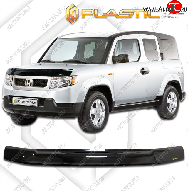 1 839 р. Дефлектор капота CA-Plastic  Honda Element  1 (2008-2011) YH 2-ой рестайлинг (classic черный, без надписи)  с доставкой в г. Омск